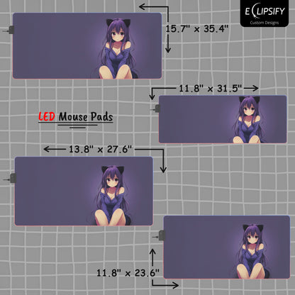 Lavender Kawaii: Anime Girl Mouse Pad