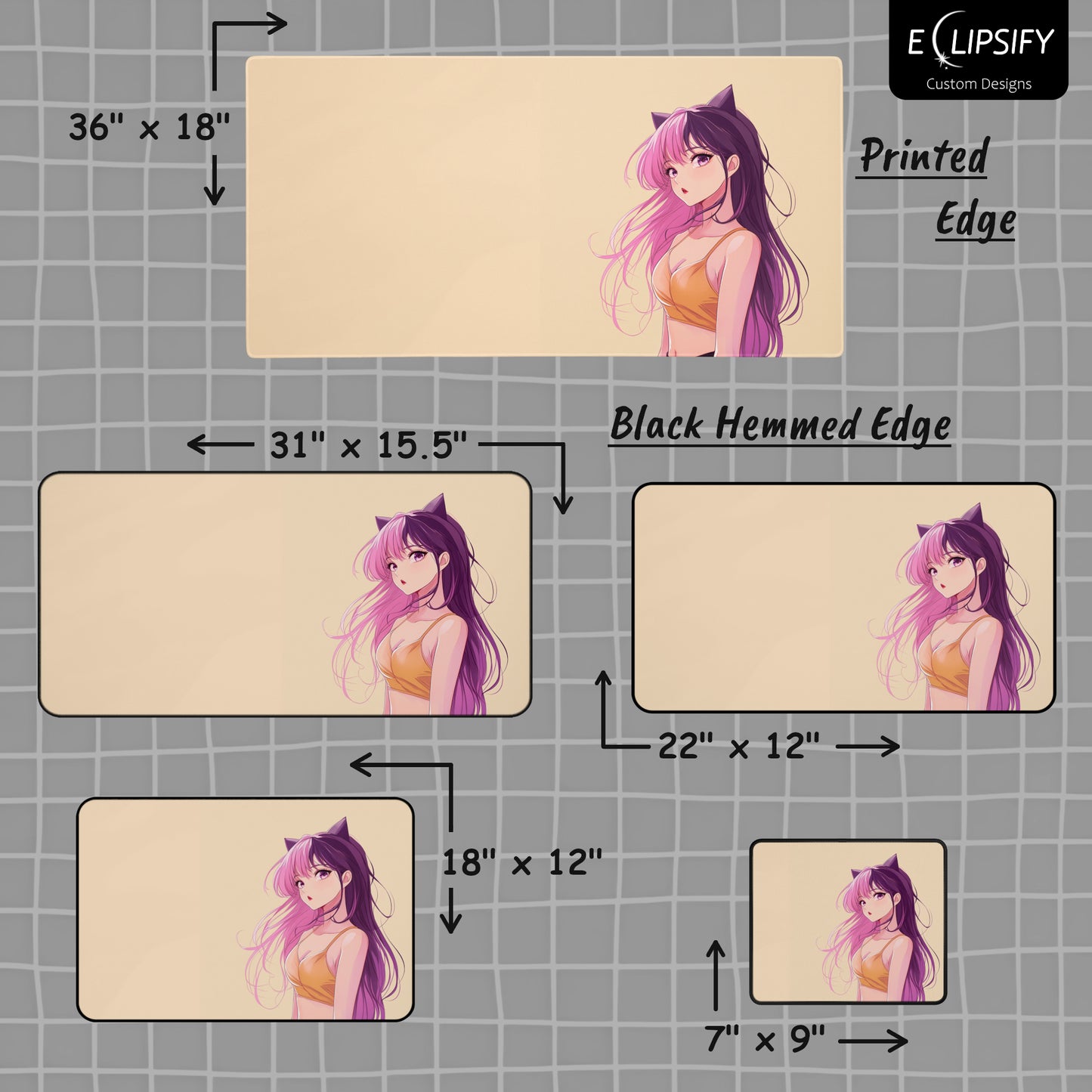 Peach Kawaii: Anime Girl Mouse Pad