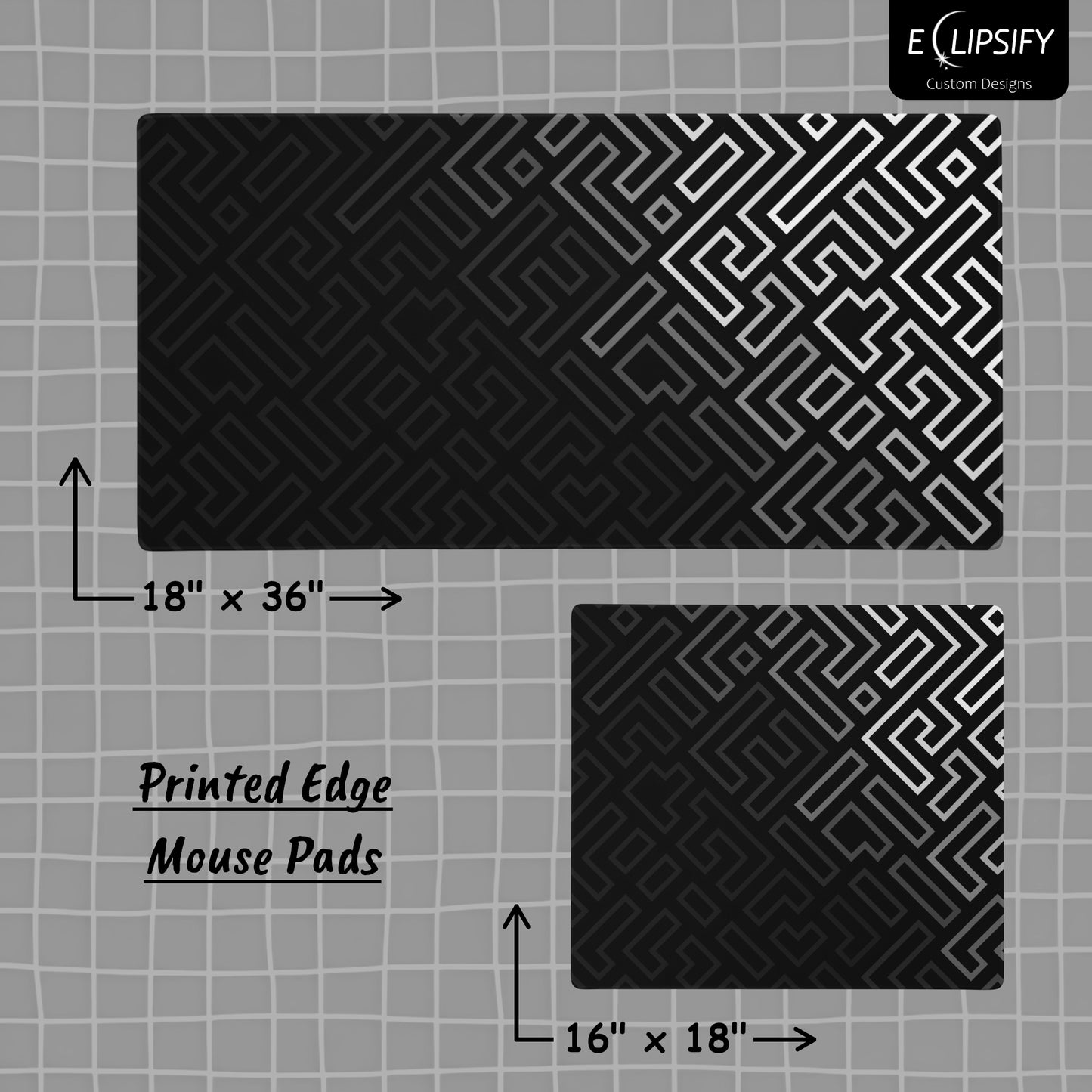 Minimalist Matrix: Black and White Abstract Pattern Mouse Pad
