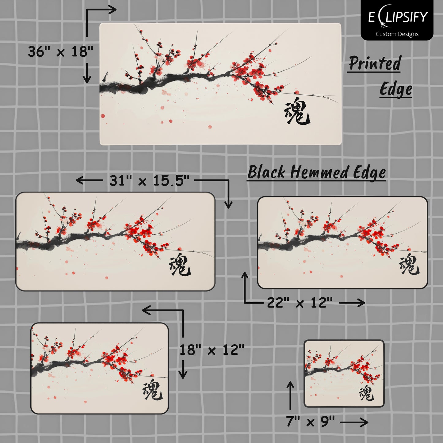 Soul Tamashii Kanji: Cherry Blossom Gaming Mouse Pad