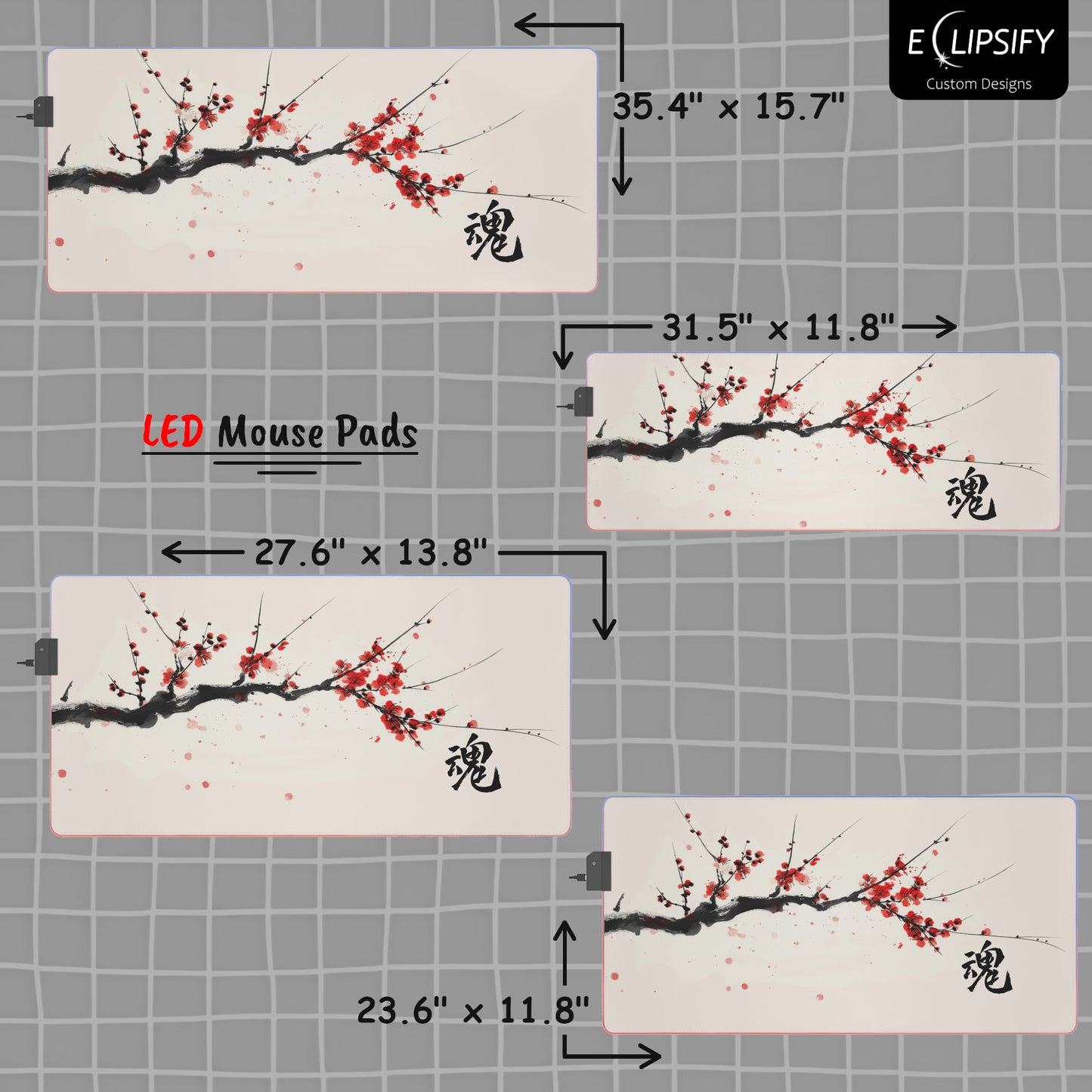 Soul Tamashii Kanji: Cherry Blossom Gaming Mouse Pad