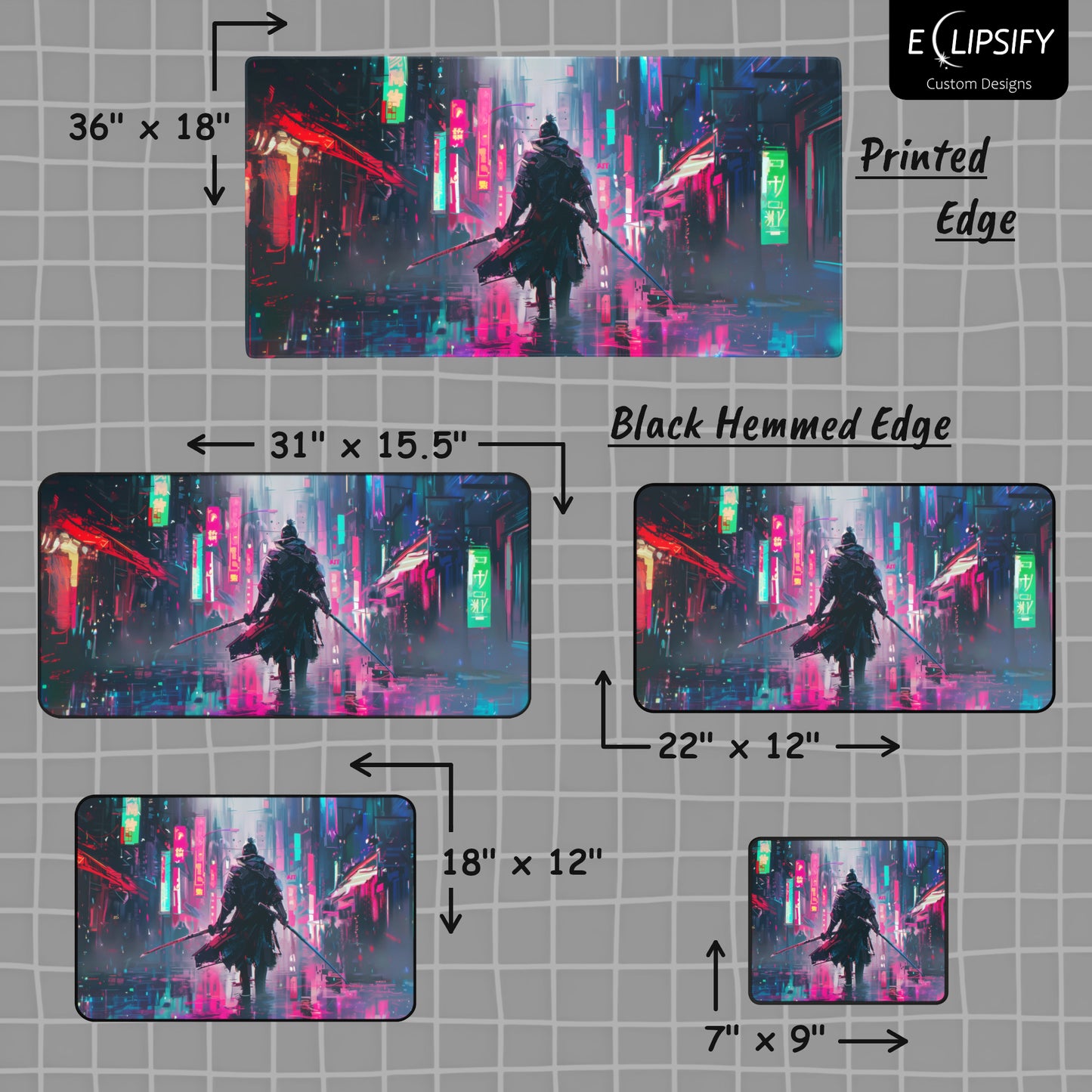 Future Warrior: Cyberpunk Samurai Gaming Mouse Pad