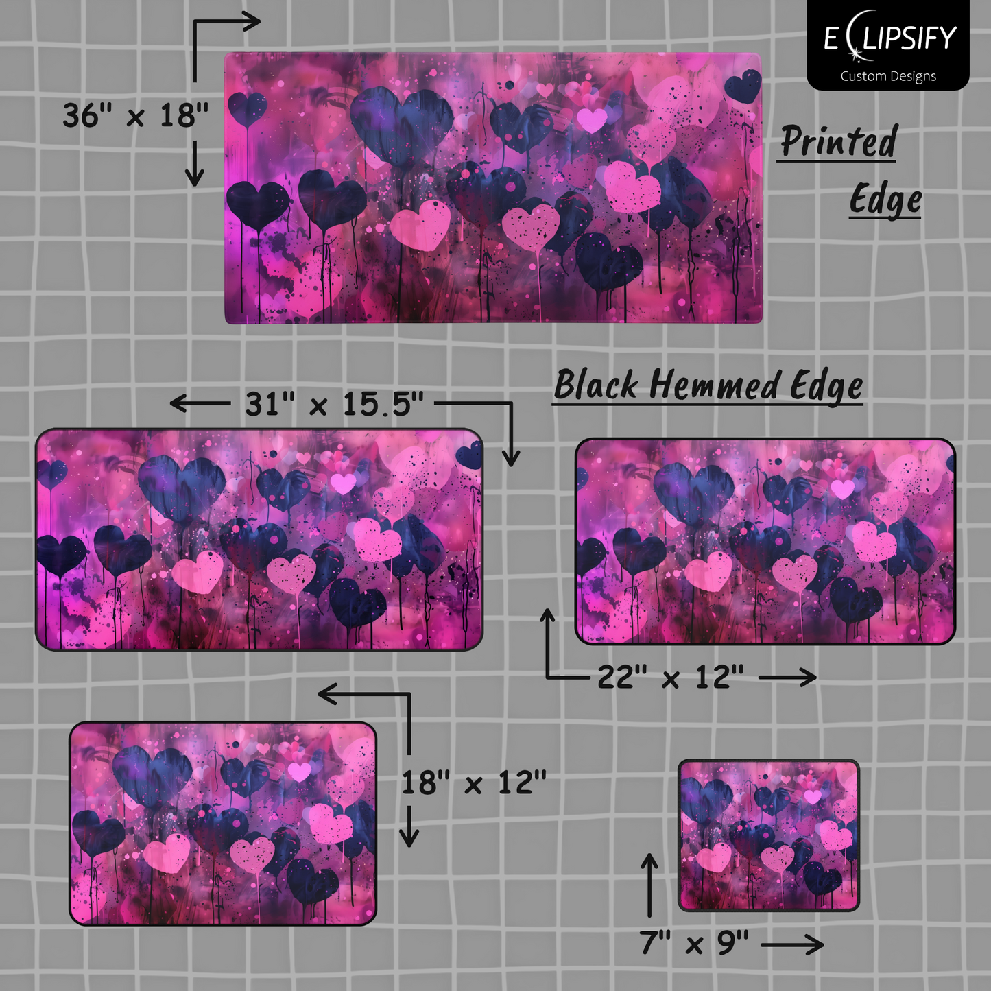 Graffiti Love: Pink Heart Gaming Mouse Pad