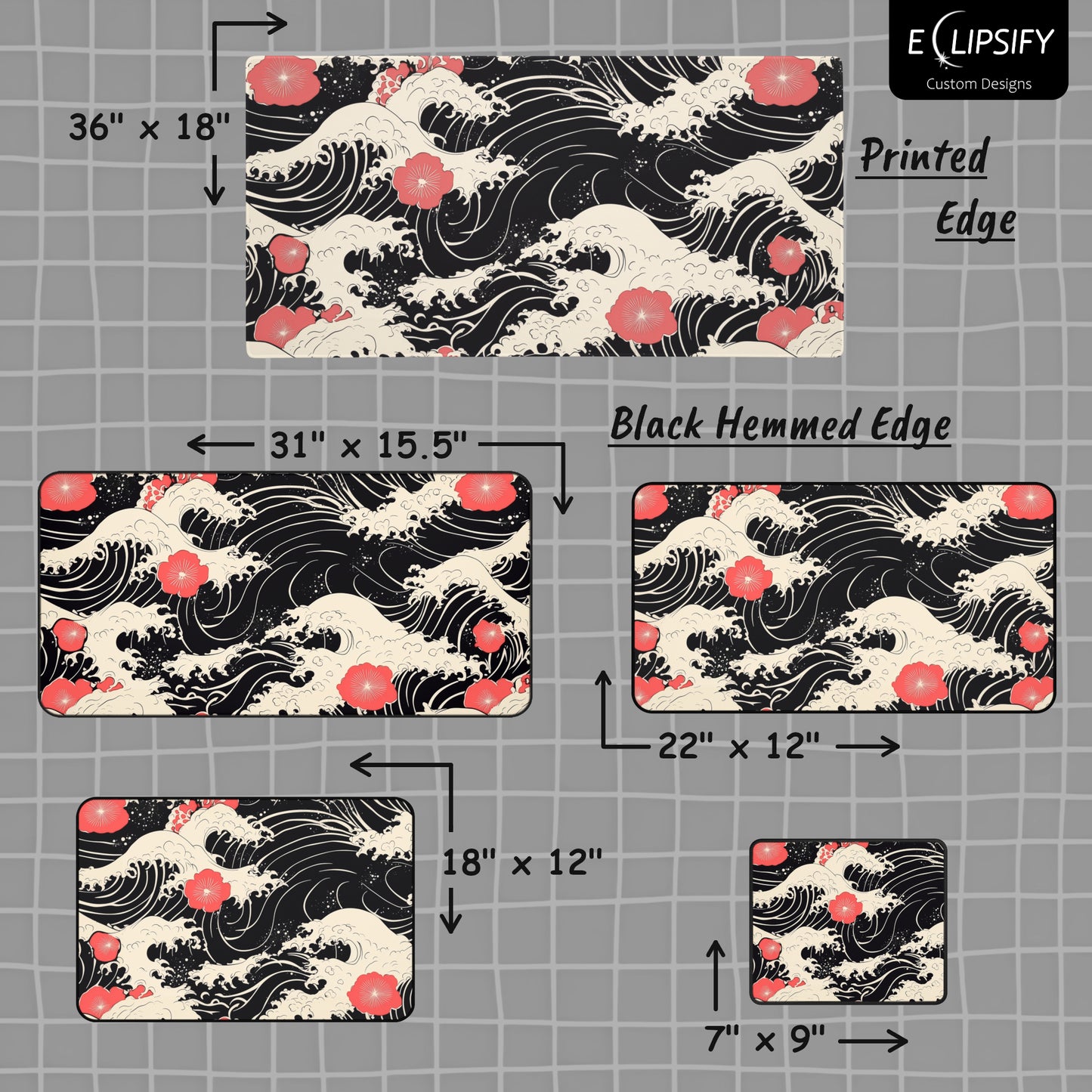 Red Poppy: Great Wave Mouse Pad