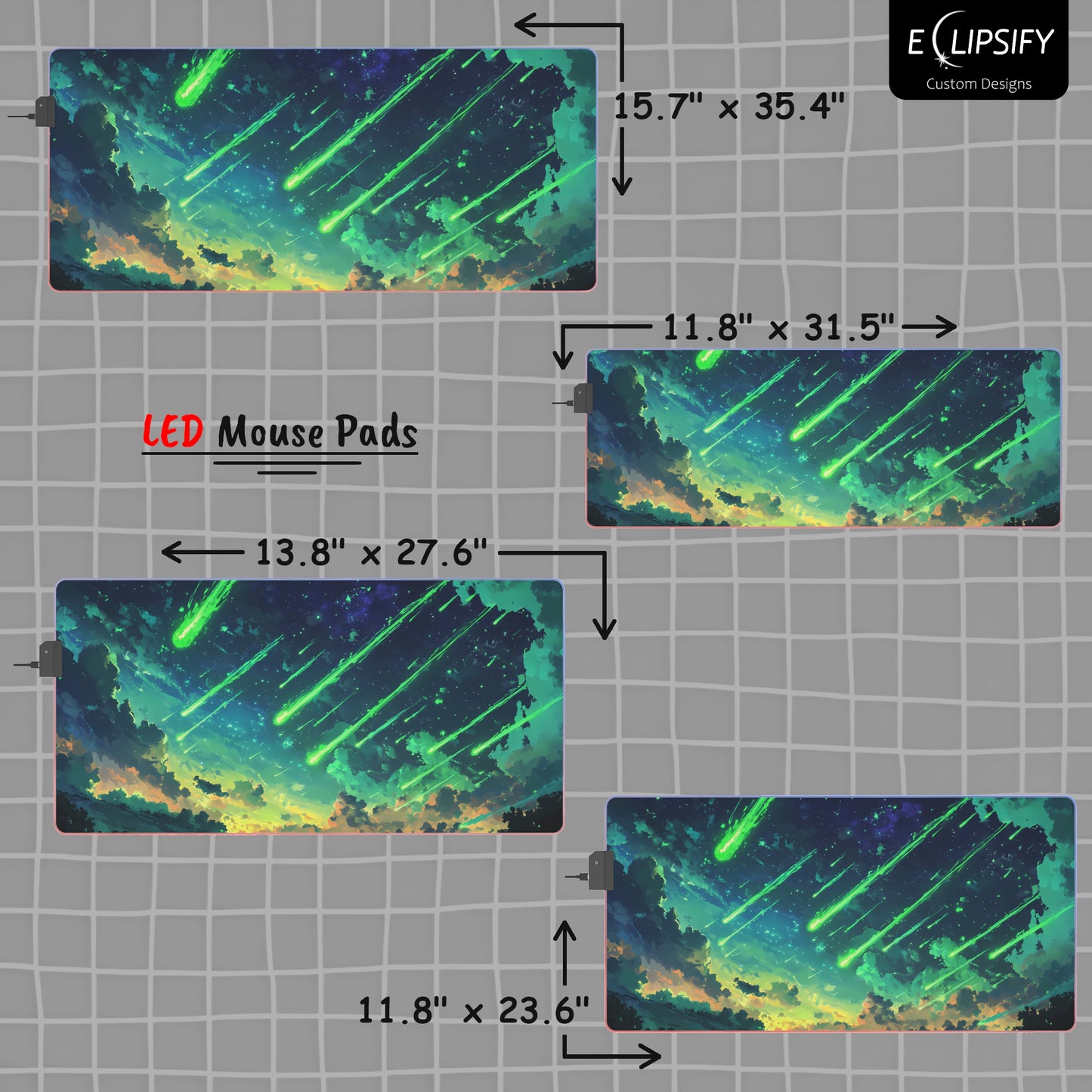Emerald Impact: Green Meteor Storm Landscape Mouse Pad