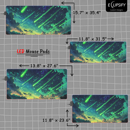 Emerald Impact: Green Meteor Storm Landscape Mouse Pad