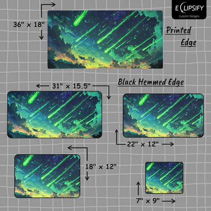Emerald Impact: Green Meteor Storm Landscape Mouse Pad
