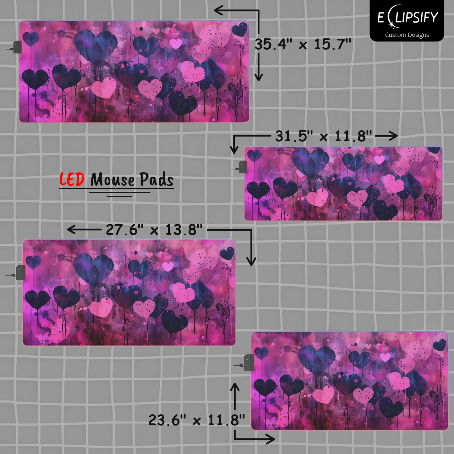 Graffiti Love: Pink Heart Gaming Mouse Pad