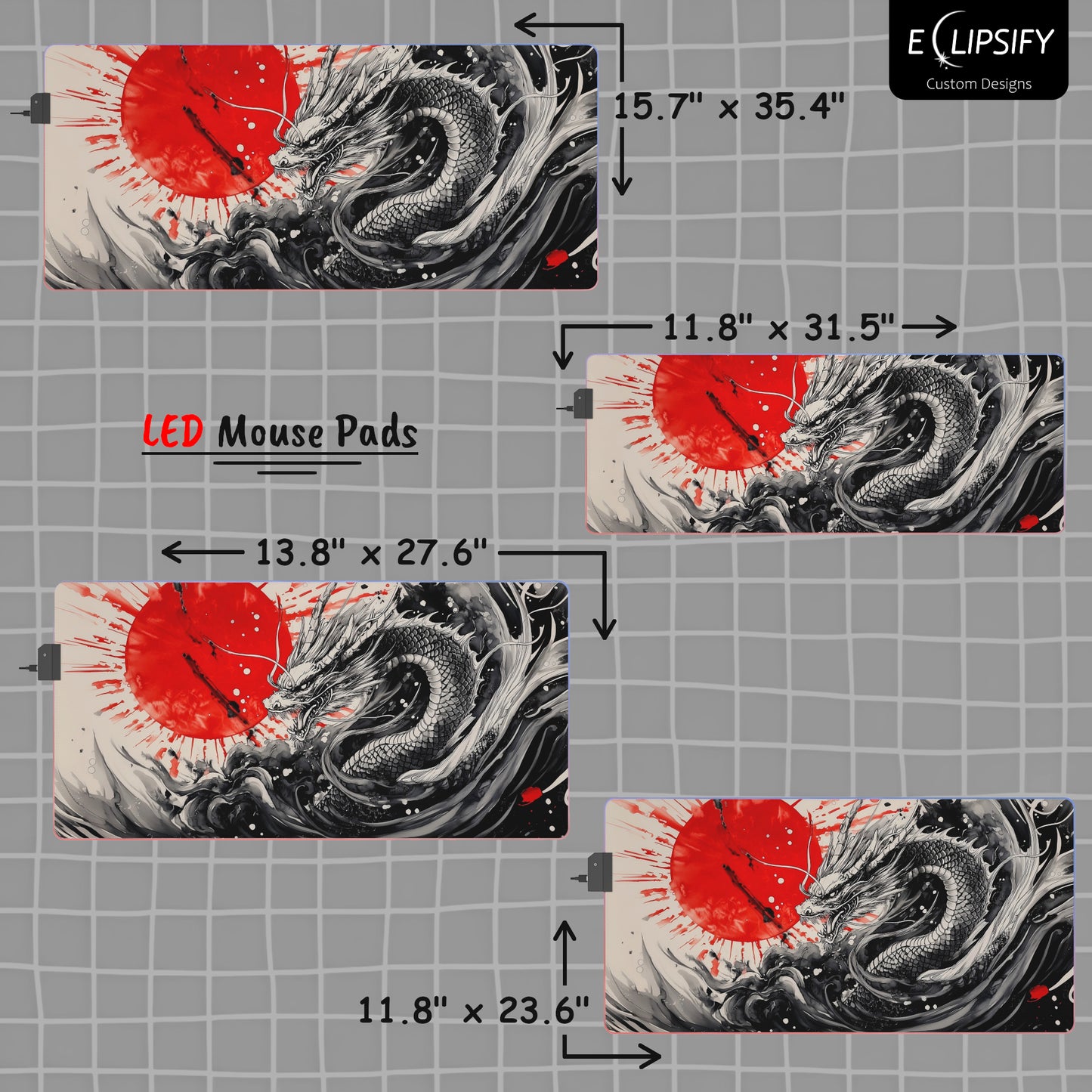 Sunfire Serpent: Dragon Gaming Mouse Pad