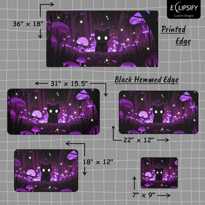 Mushroom Core: Kawaii Cat Purple Gaming Mouse Pad