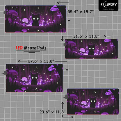 Mushroom Core: Kawaii Cat Purple Gaming Mouse Pad