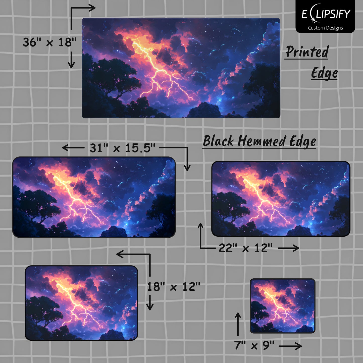 Electric Fury: Lighting Storm Landscape Mouse Pad