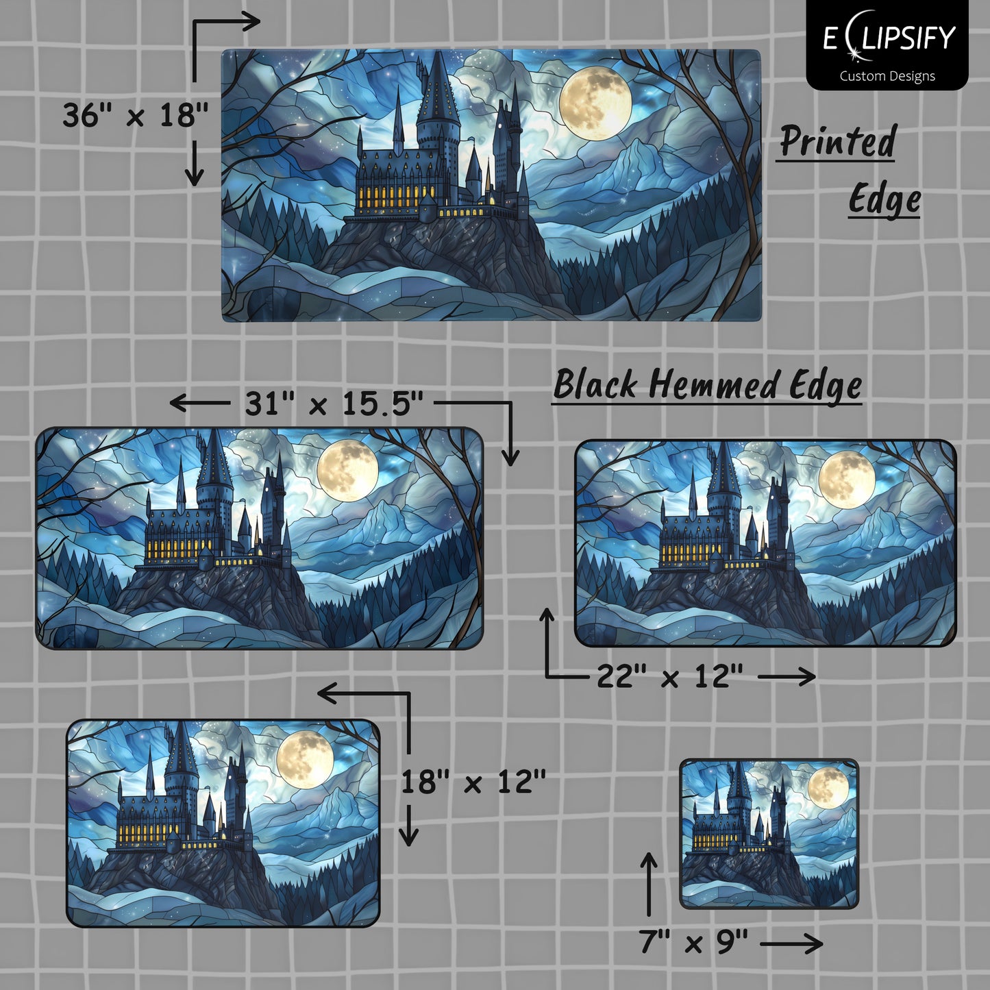 Twilight Glasswork: Magical Castle Gaming Mouse Pad