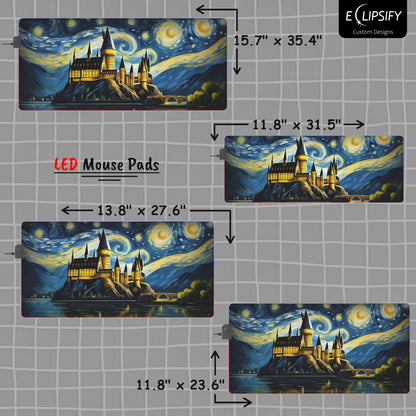 Starry Night Castle: Magical Castle Gaming Mouse Pad