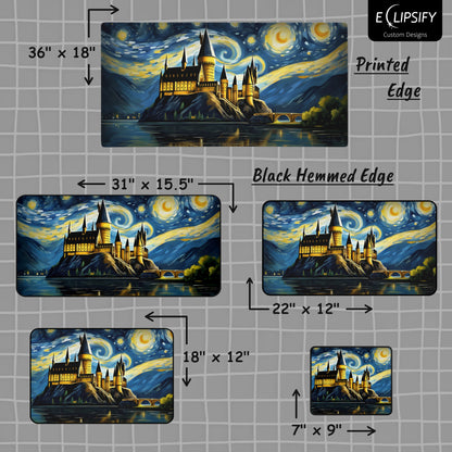 Starry Night Castle: Magical Castle Gaming Mouse Pad