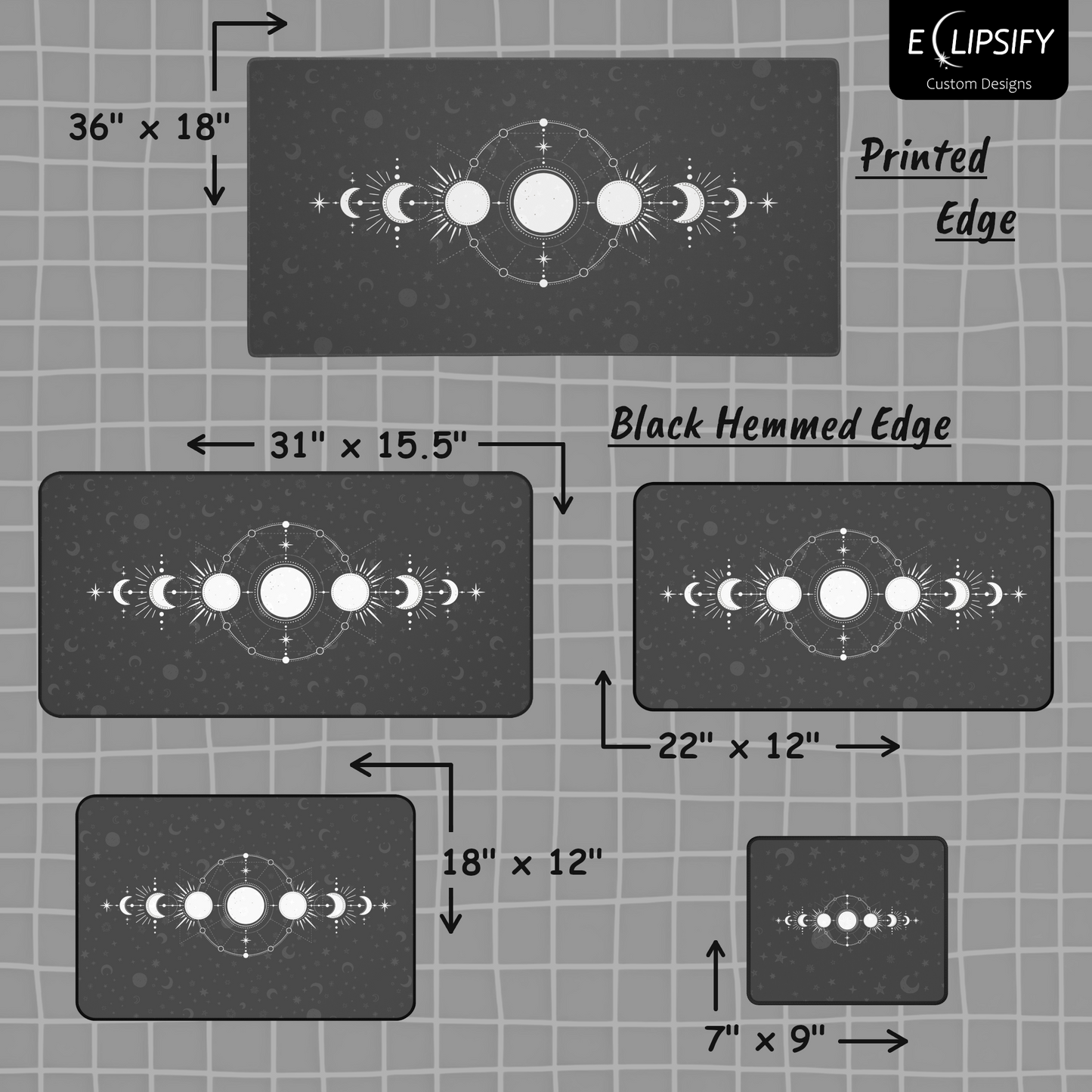 Celestial Phases: Moon Grey Mouse Pad