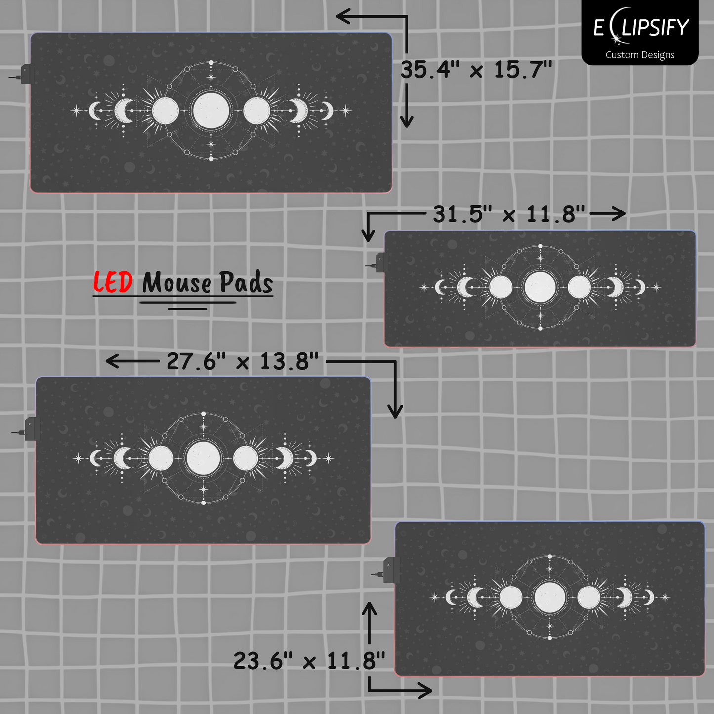 Celestial Phases: Moon Grey Mouse Pad