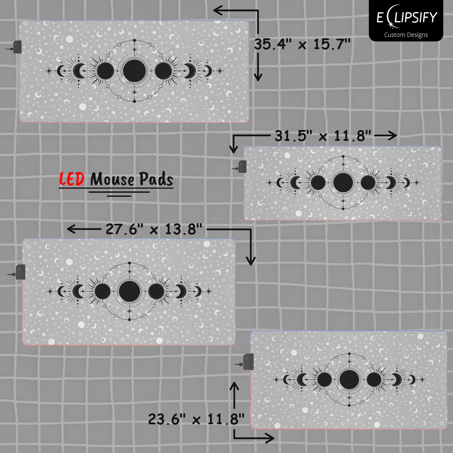 Celestial Stages: Moon White Mouse Pad