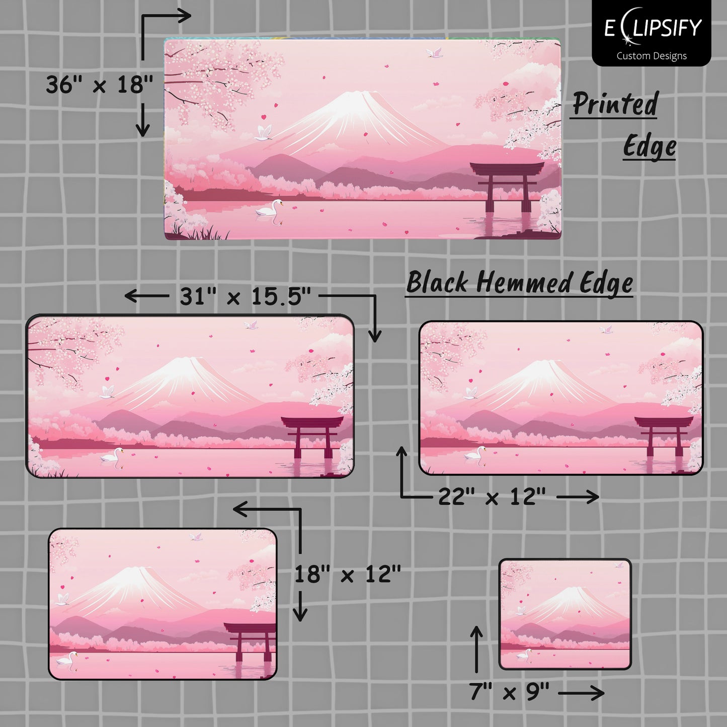 Mount Fuji: Kawaii Pink Gaming Mouse Pad