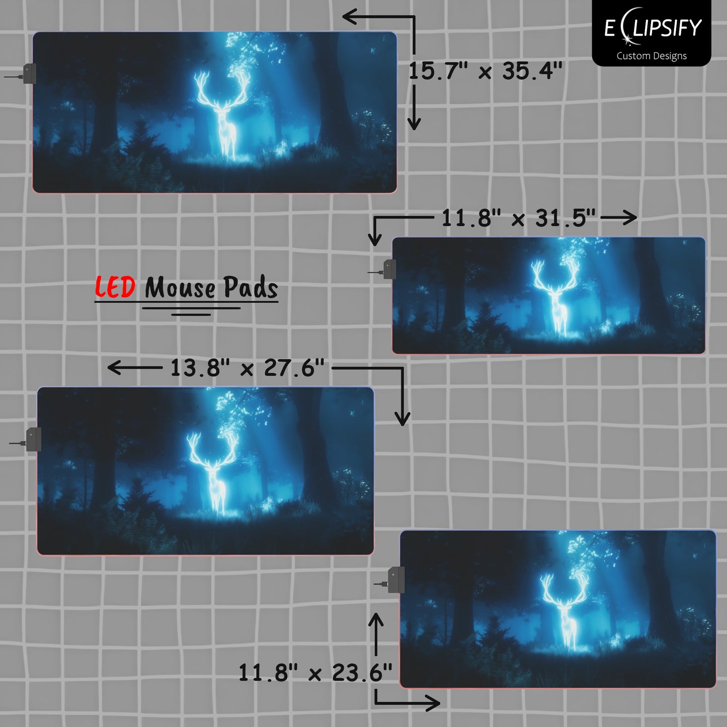 Glowing Antlers: Patronus Stag Gaming Mouse Pad