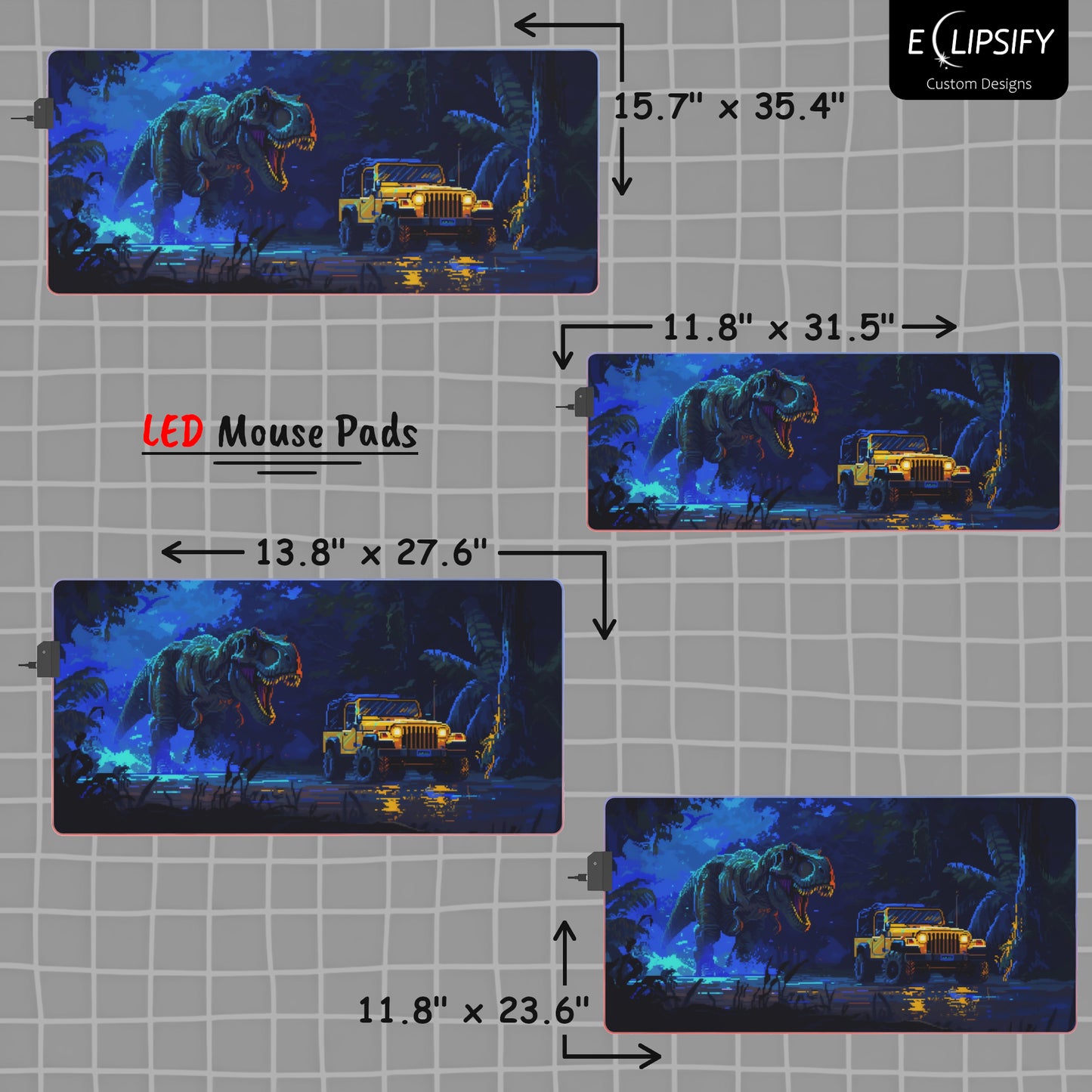 Jurassic Chase: Pixel Art Mouse Pad