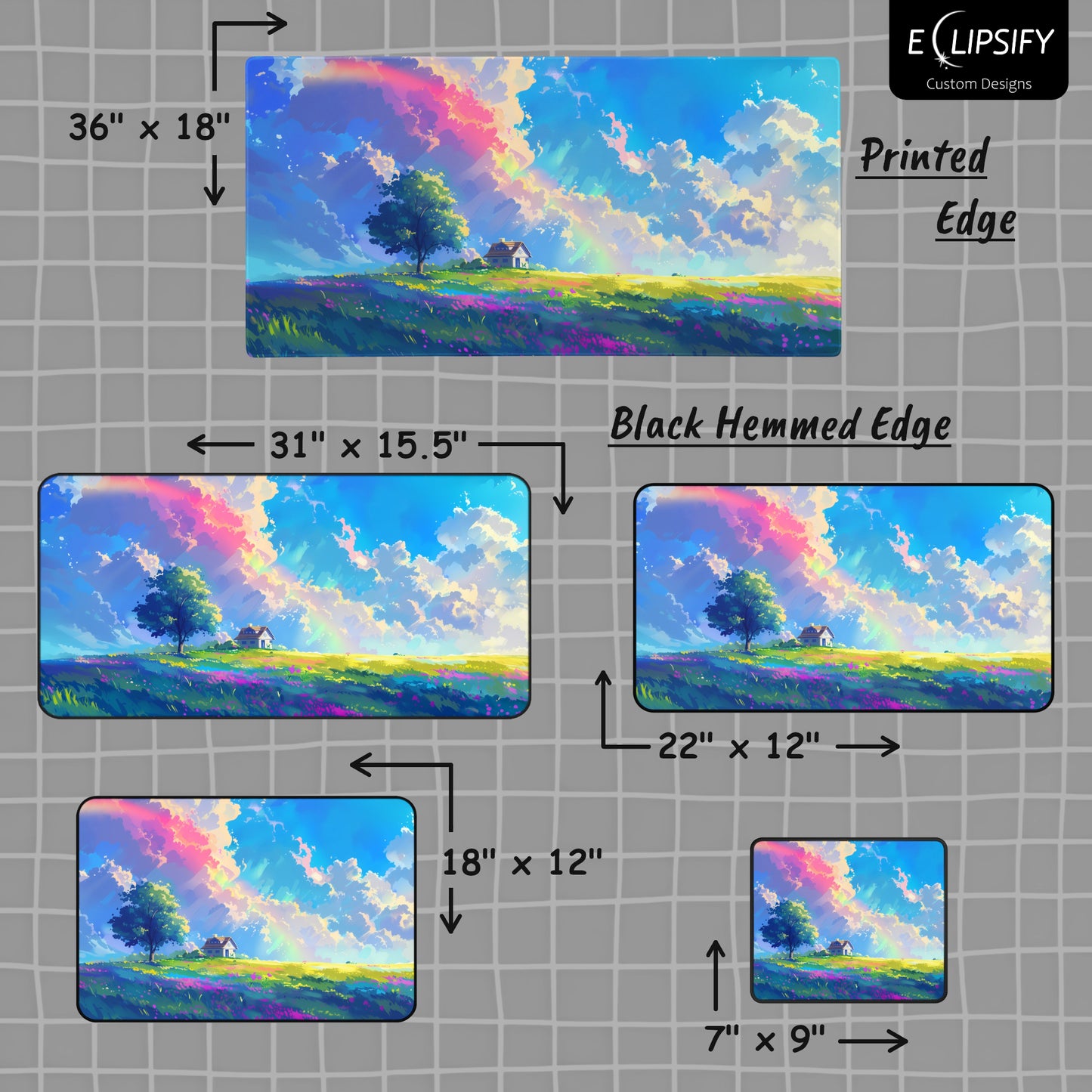 Rainbow Residence: Pastel Field Gaming Mouse Pad