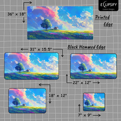 Rainbow Residence: Pastel Field Gaming Mouse Pad