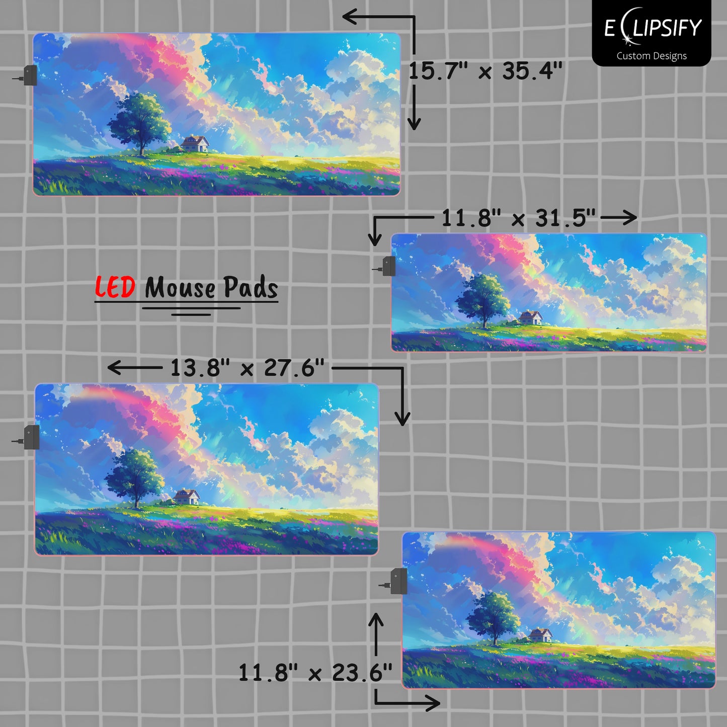 Rainbow Residence: Pastel Field Gaming Mouse Pad