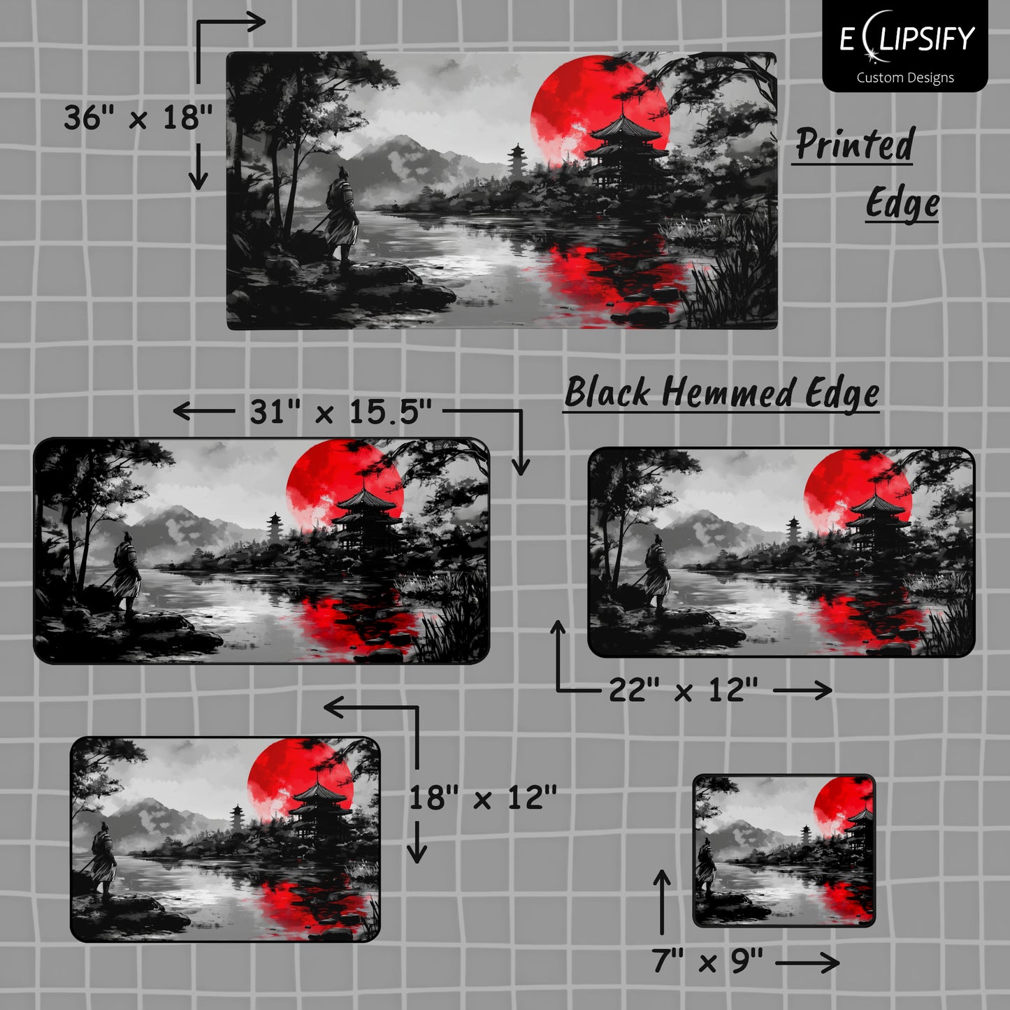 Crimson Warrior: Samurai Gaming Mouse Pad