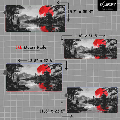 Crimson Warrior: Samurai Gaming Mouse Pad