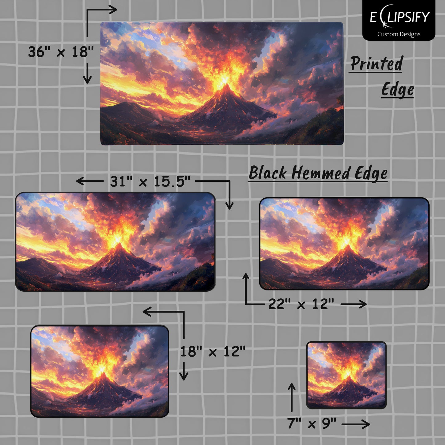 Ember Rift: Volcano Landscape Mouse Pad