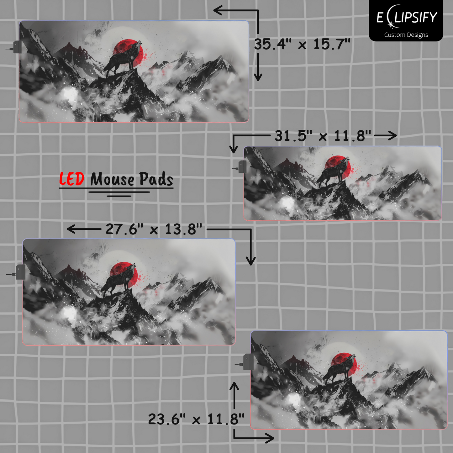 Blood Moon: Wolf Howling Gaming Mouse Pad
