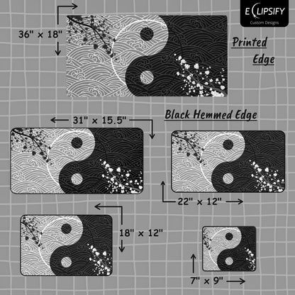 Unity in Contrast: Yin Yang Waves Gaming Mouse Pad
