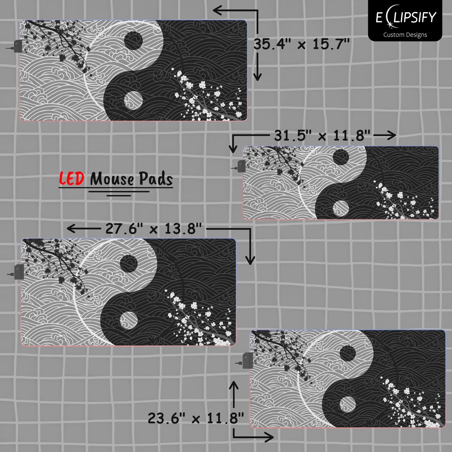 Unity in Contrast: Yin Yang Waves Gaming Mouse Pad