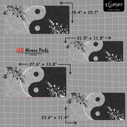 Unity in Contrast: Yin Yang Waves Gaming Mouse Pad