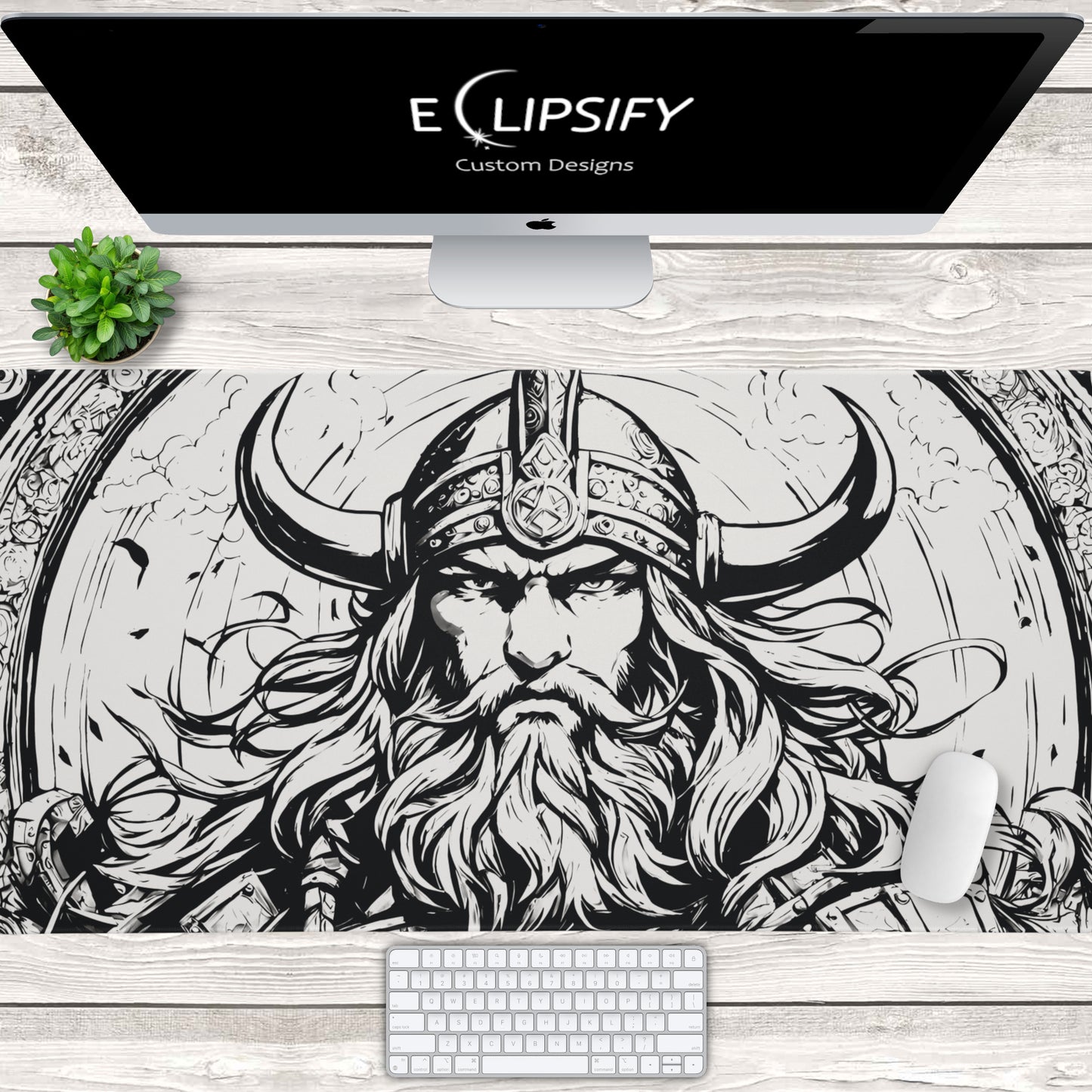 Norse Valor: Viking Minimalist White Gaming Mouse Pad