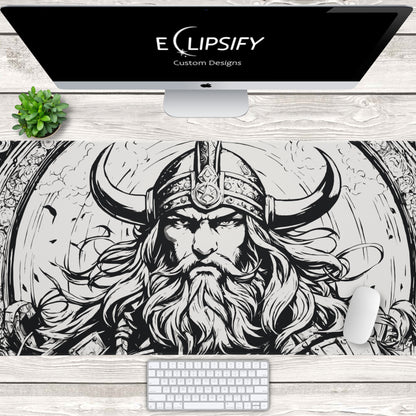 Norse Valor: Viking Minimalist White Gaming Mouse Pad