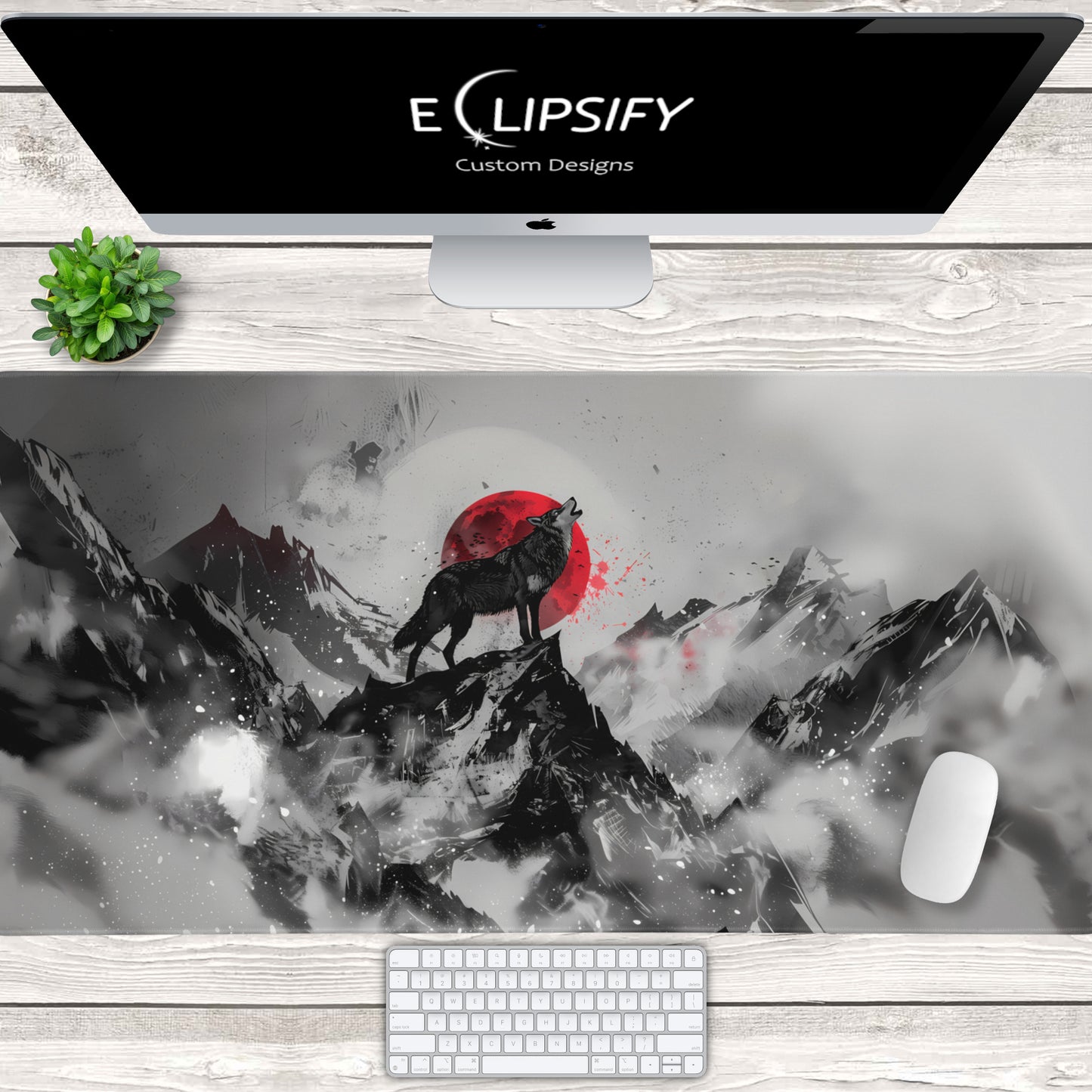 Blood Moon: Wolf Howling Gaming Mouse Pad