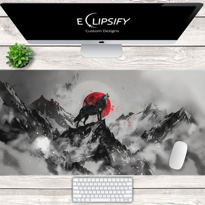 Blood Moon: Wolf Howling Gaming Mouse Pad