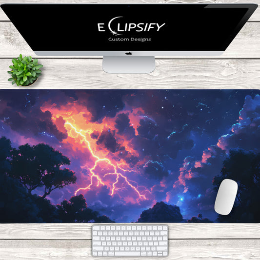 Electric Fury: Lighting Storm Landscape Mouse Pad