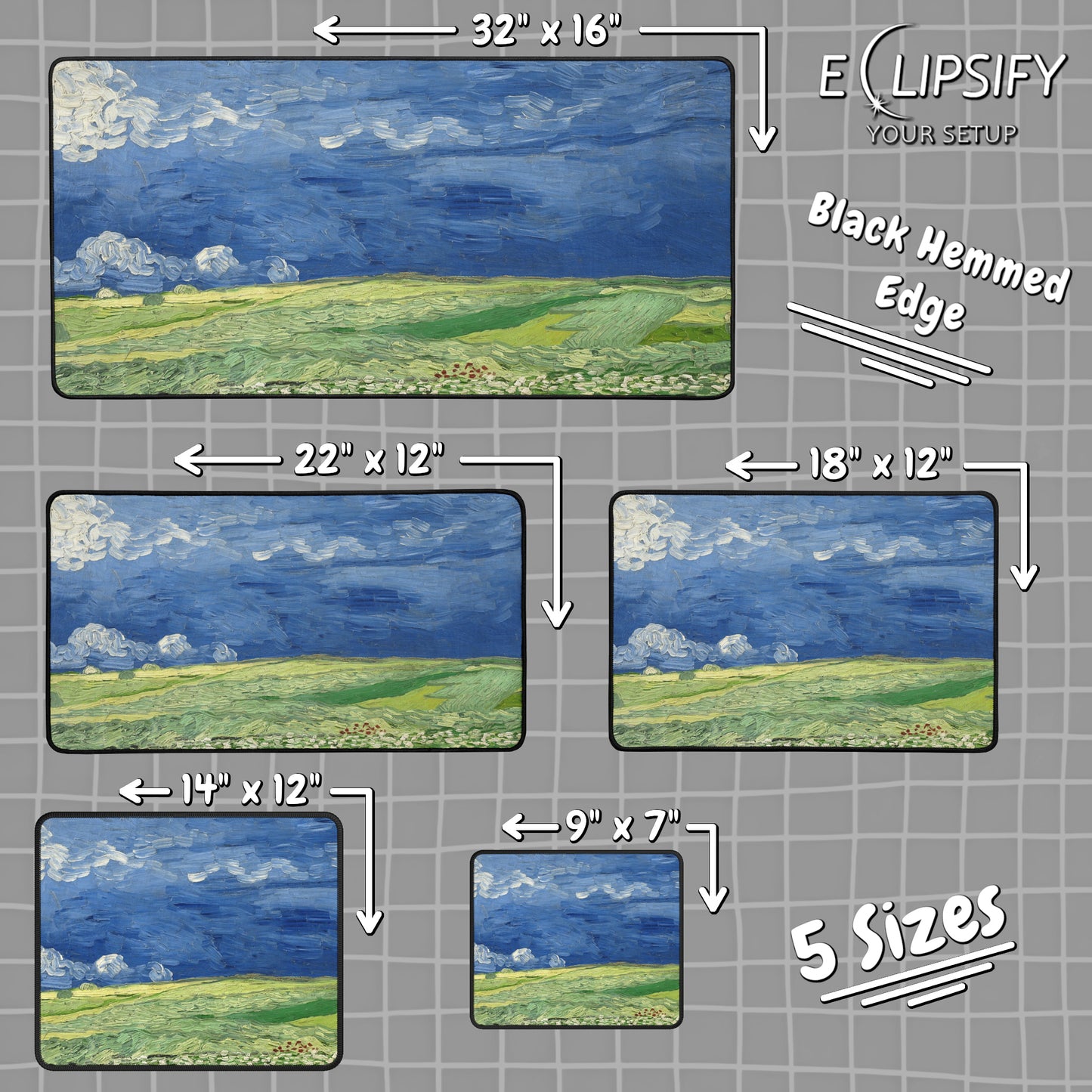 Wheat Field Under Thunder Clouds: Vincent Van Gogh Mouse Pad