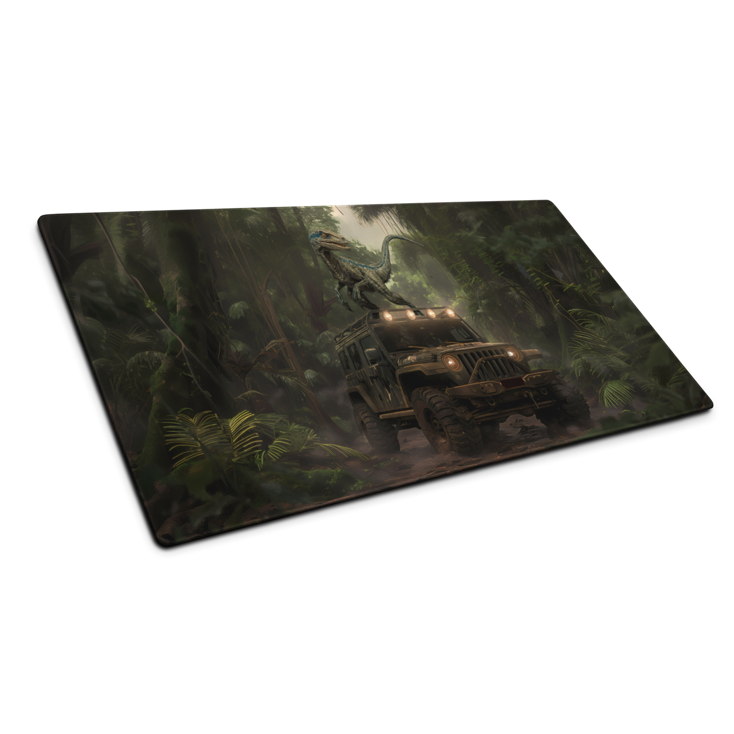 Jurassic Playground: Velociraptor Jeep Gaming Mouse Pad