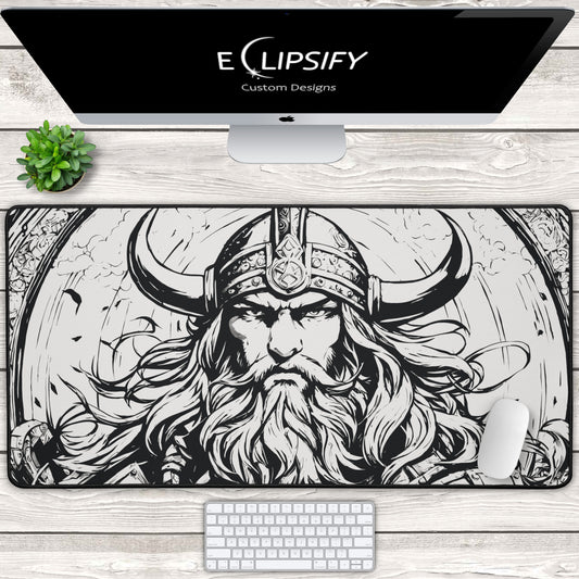 Norse Valor: Viking Minimalist White Gaming Mouse Pad