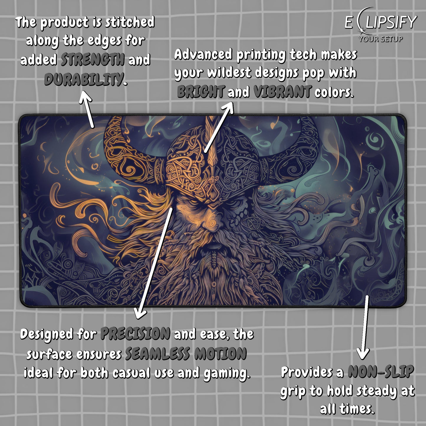 Nordic Warrior: Viking Gaming Mouse Pad