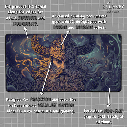 Nordic Warrior: Viking Gaming Mouse Pad