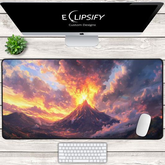 Ember Rift: Volcano Landscape Mouse Pad