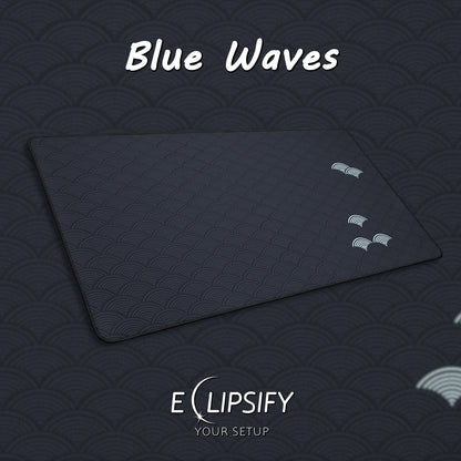 Blue Waves: Minimalist Pattern Gaming Mouse Pad