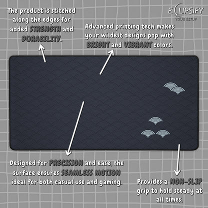 Blue Waves: Minimalist Pattern Gaming Mouse Pad