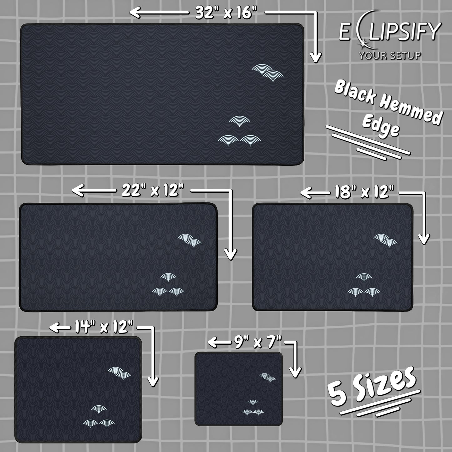 Blue Waves: Minimalist Pattern Gaming Mouse Pad