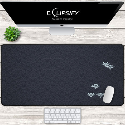 Blue Waves: Minimalist Pattern Gaming Mouse Pad
